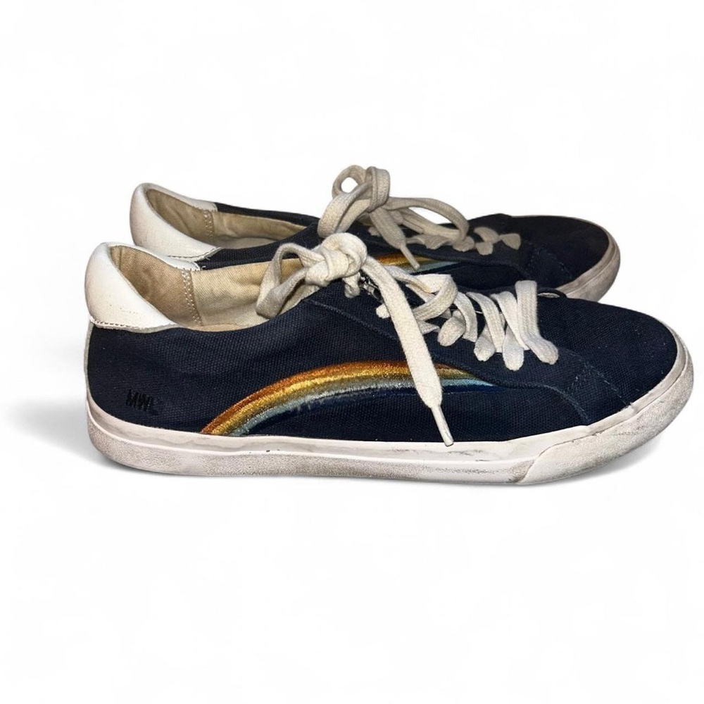 Madewell Sidewalk Low-Top Sneakers in Rainbow Embroidered Canvas size 8